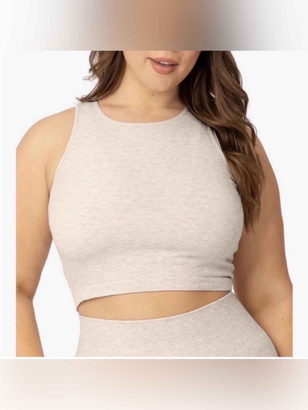 Ribbed Crop Tank Top in Light Heather Oatmeal
